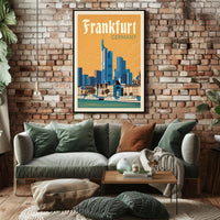 Frankfurt Skyline Retro Travel Poster PosterGoat