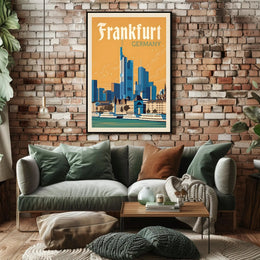 Frankfurt Skyline Retro Travel Poster PosterGoat