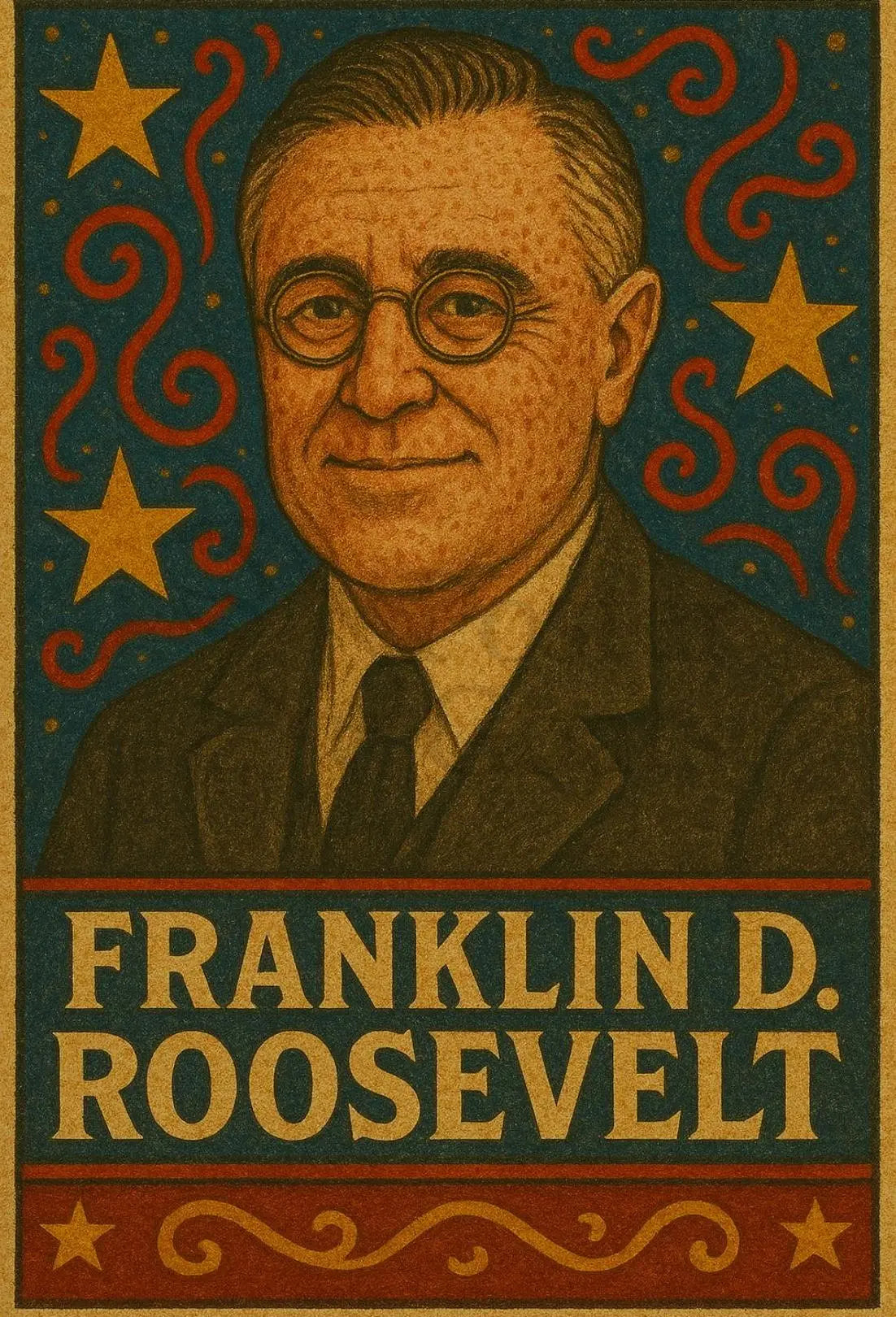 Franklin D. Roosevelt Vintage Presidential Poster PosterGoat