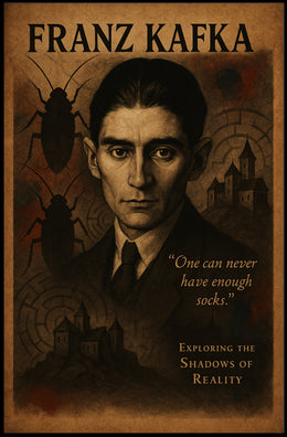 Franz Kafka Exploring the Shadows of Reality Poster PosterGoat