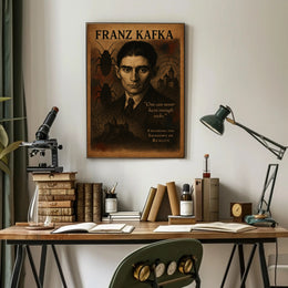 Franz Kafka Exploring the Shadows of Reality Poster PosterGoat