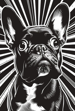 French Bulldog Illustration: Black & White Dog Breed Poster PosterGoat