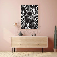 French Bulldog Illustration: Black & White Dog Breed Poster PosterGoat
