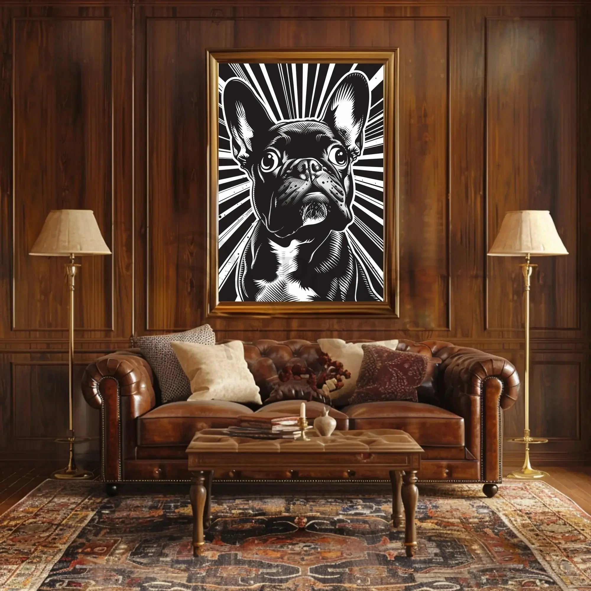 French Bulldog Illustration: Black & White Dog Breed Poster PosterGoat
