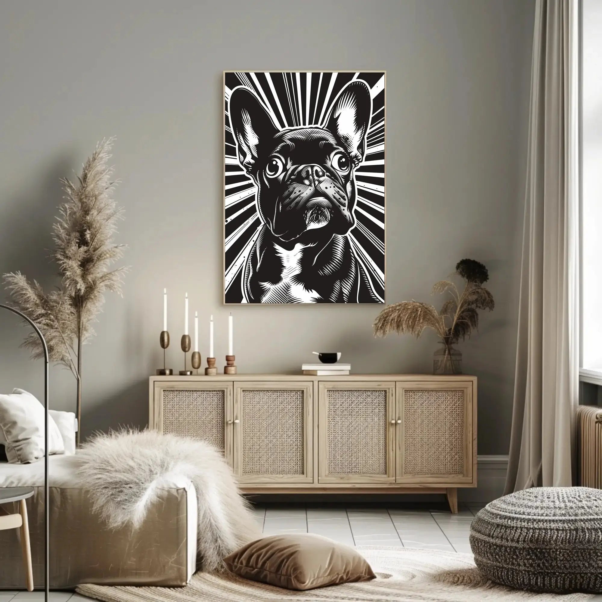 French Bulldog Illustration: Black & White Dog Breed Poster PosterGoat