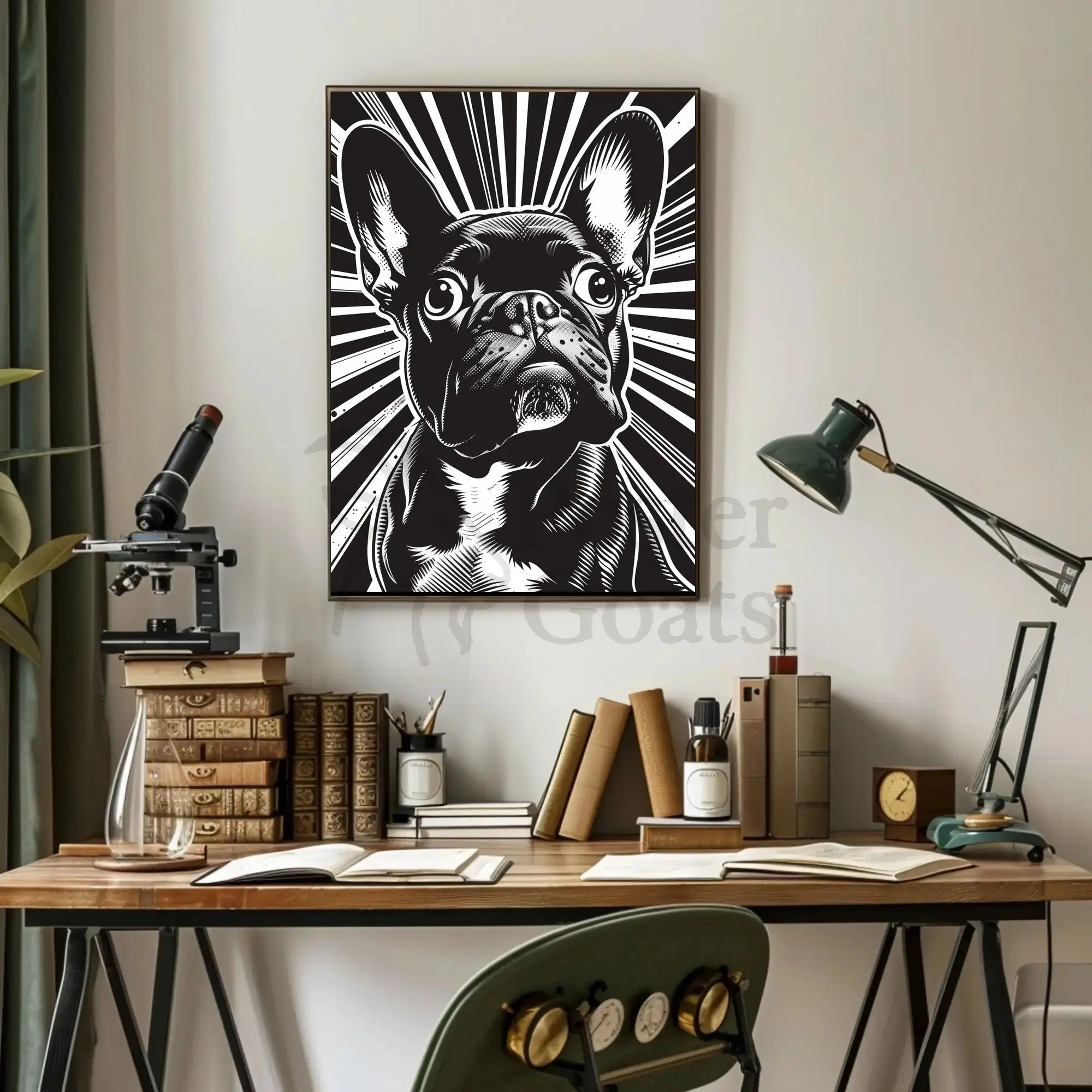 French Bulldog Illustration: Black & White Dog Breed Poster PosterGoat