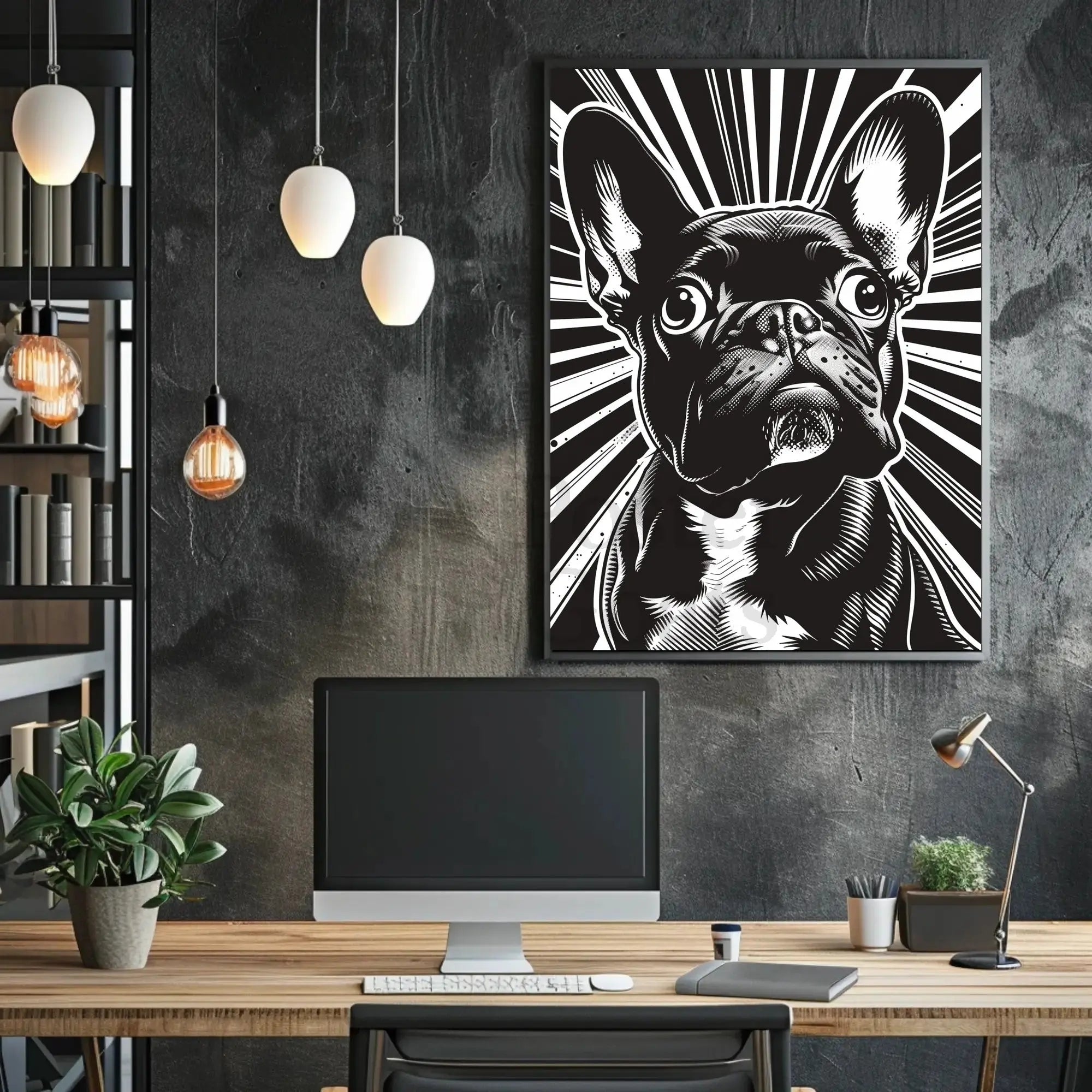 French Bulldog Illustration: Black & White Dog Breed Poster PosterGoat