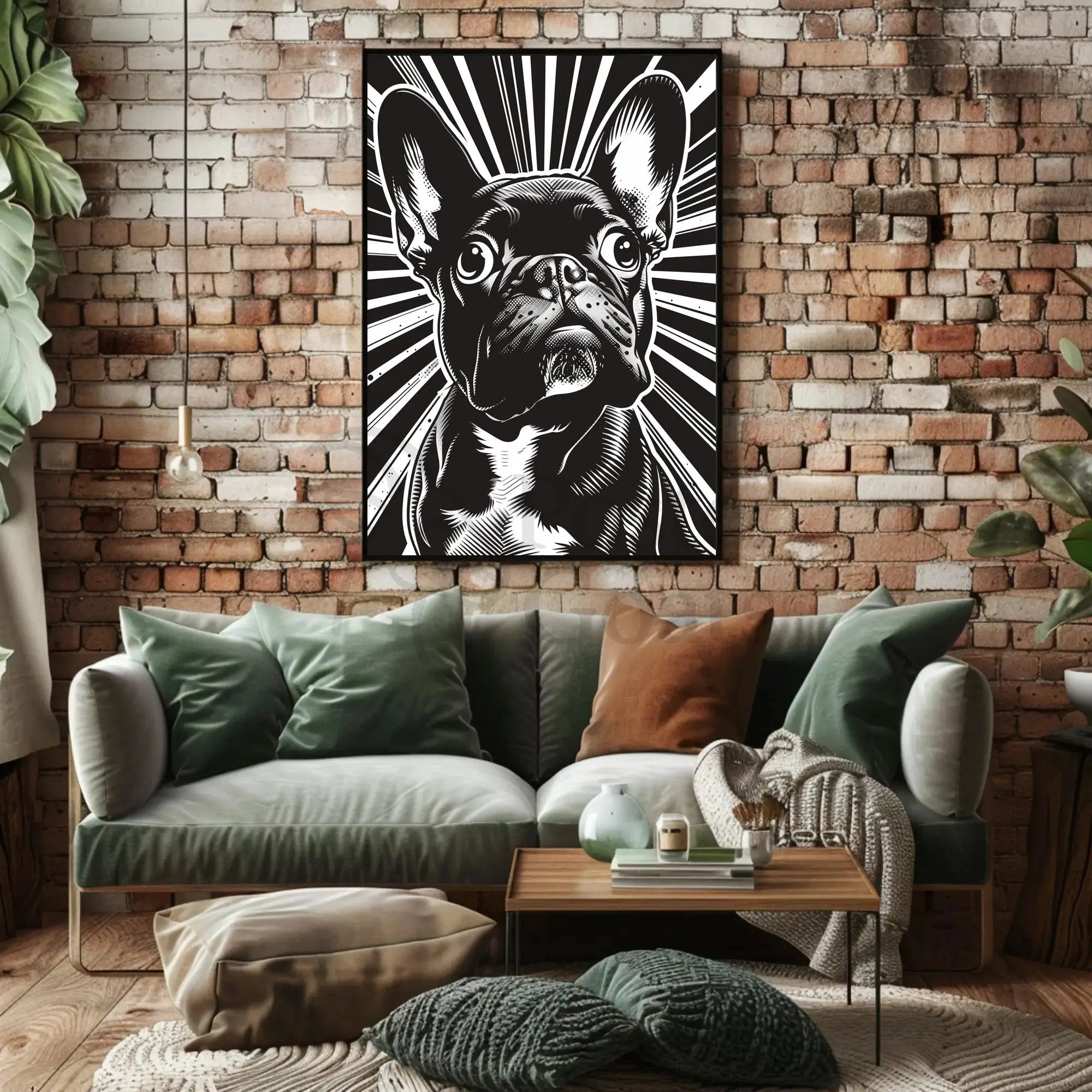 French Bulldog Illustration: Black & White Dog Breed Poster PosterGoat