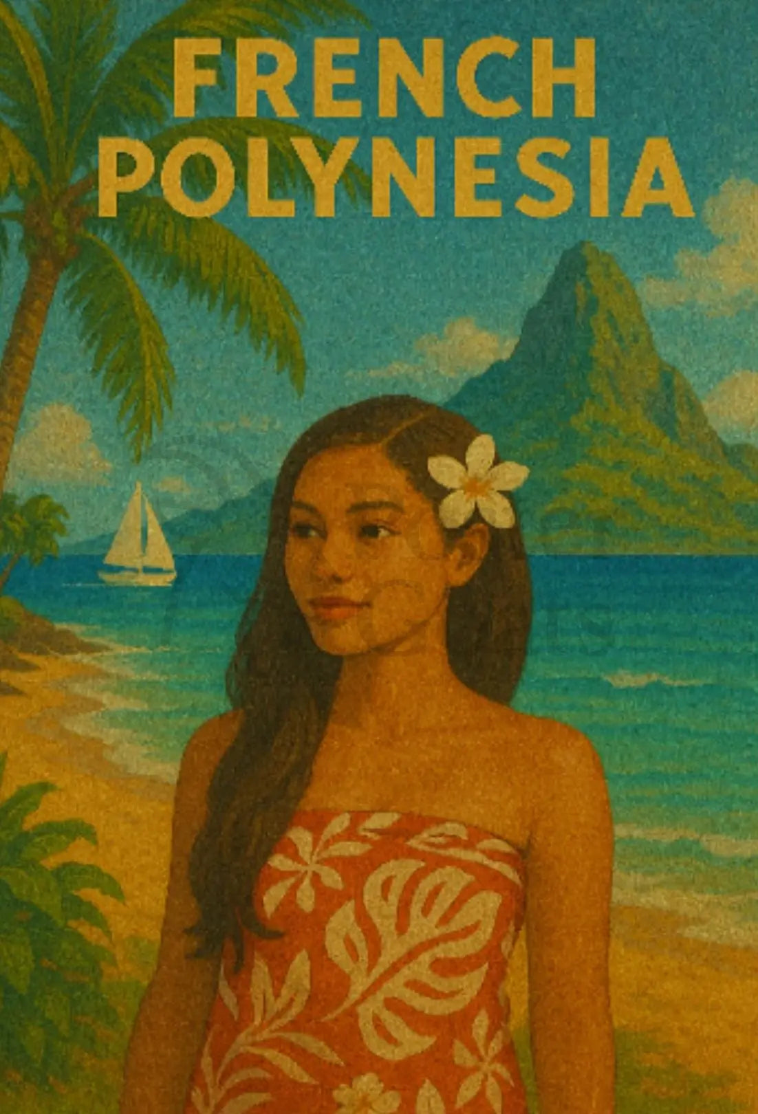 French Polynesia Tropical Vintage Travel Poster PosterGoat