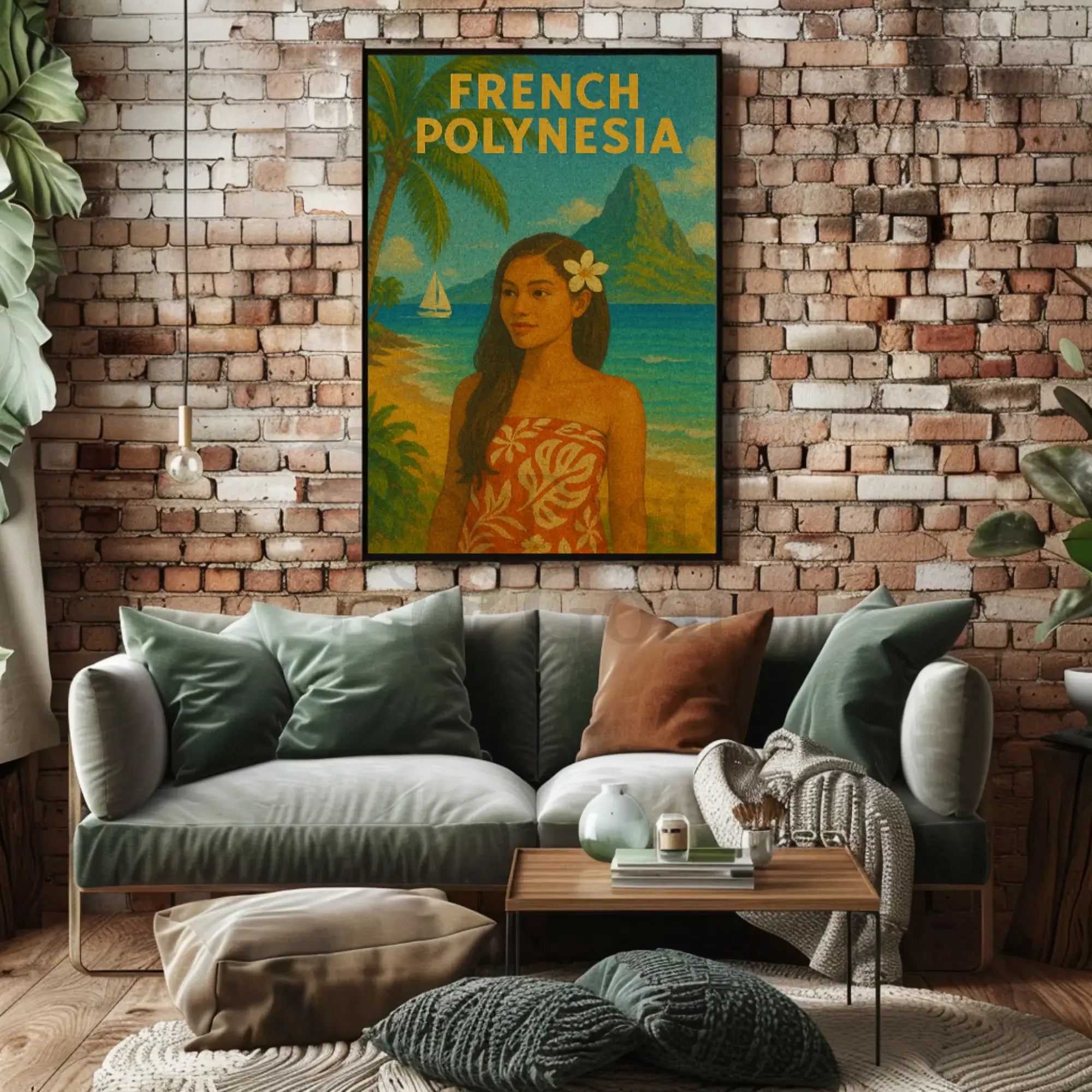 French Polynesia Tropical Vintage Travel Poster PosterGoat