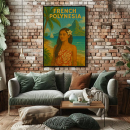 French Polynesia Tropical Vintage Travel Poster PosterGoat