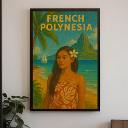 French Polynesia Tropical Vintage Travel Poster PosterGoat