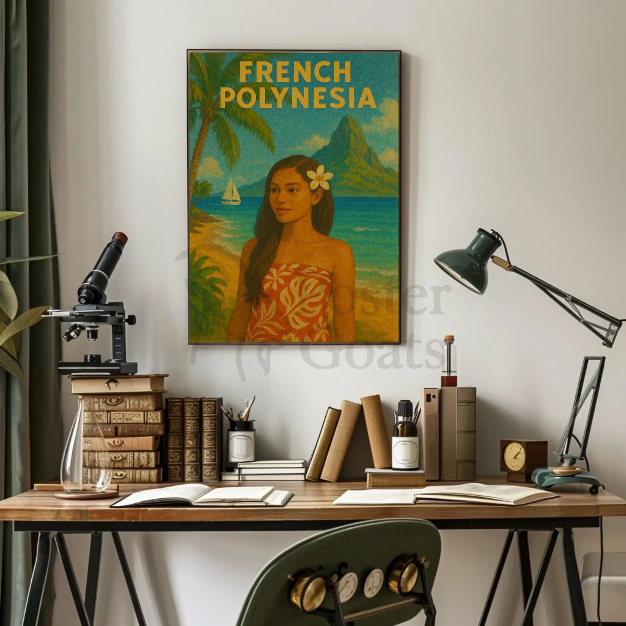 French Polynesia Tropical Vintage Travel Poster PosterGoat