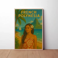 French Polynesia Tropical Vintage Travel Poster PosterGoat