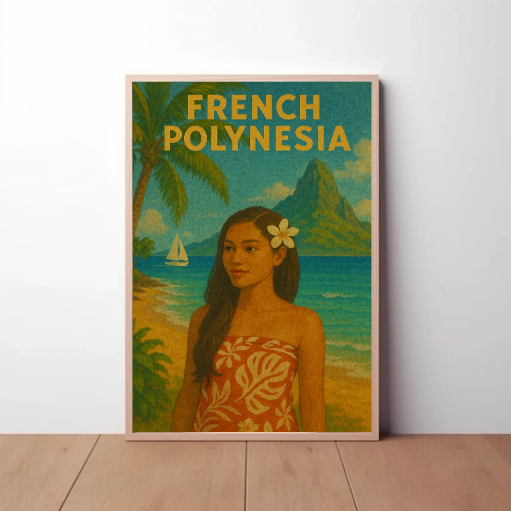 French Polynesia Tropical Vintage Travel Poster PosterGoat