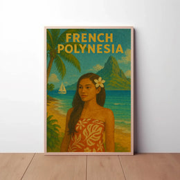 French Polynesia Tropical Vintage Travel Poster PosterGoat