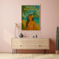 French Polynesia Tropical Vintage Travel Poster PosterGoat