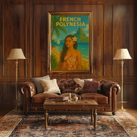 French Polynesia Tropical Vintage Travel Poster PosterGoat