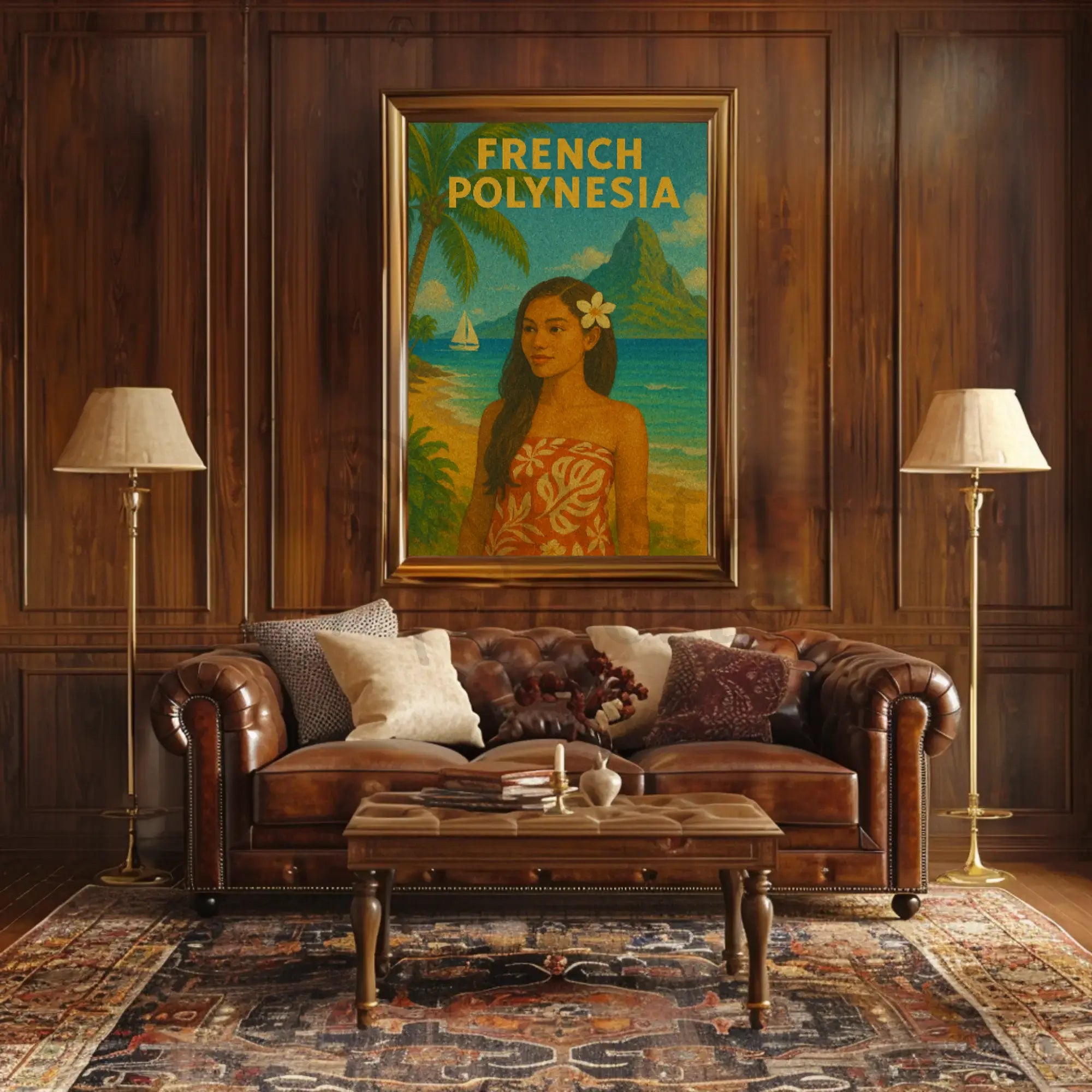 French Polynesia Tropical Vintage Travel Poster PosterGoat