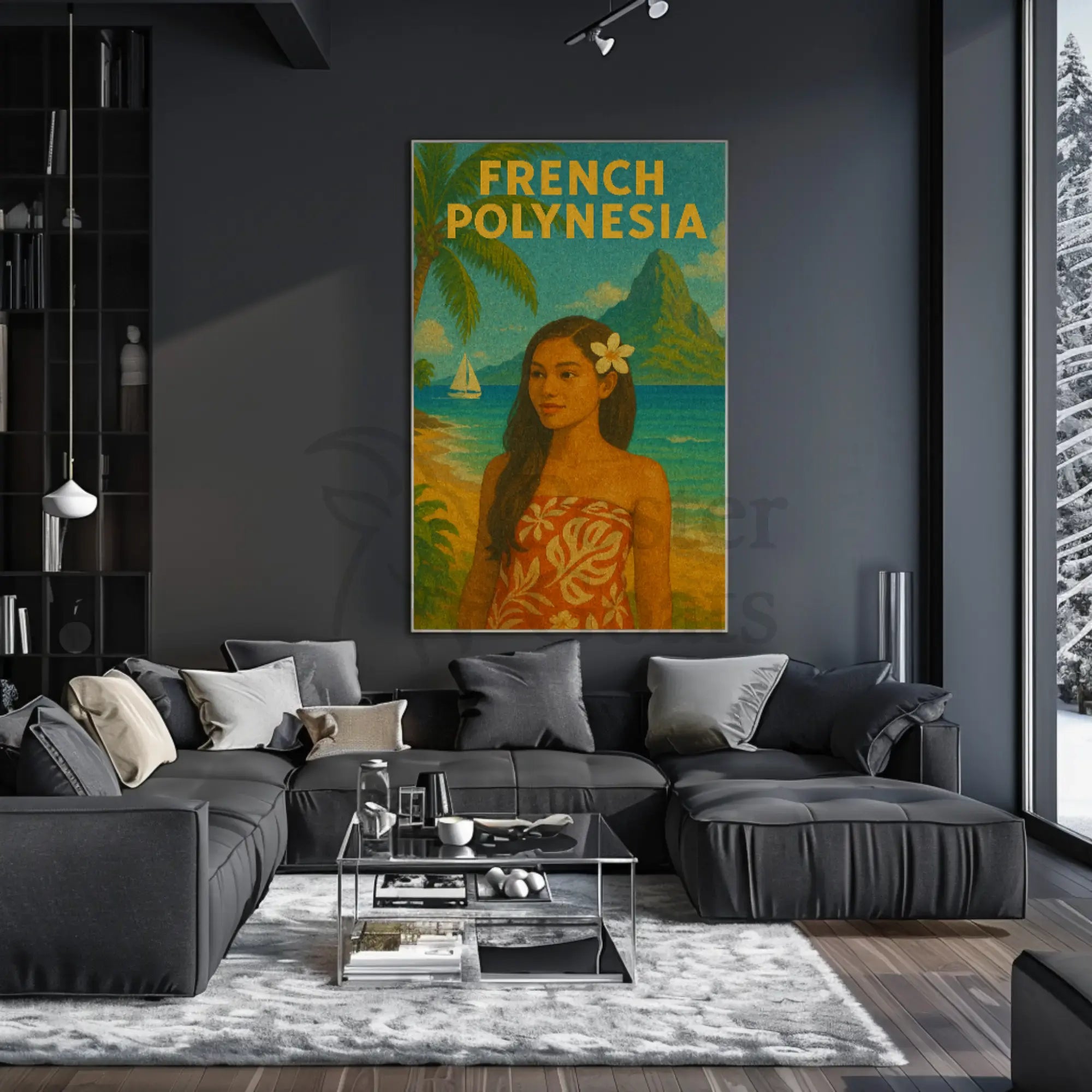 French Polynesia Tropical Vintage Travel Poster PosterGoat