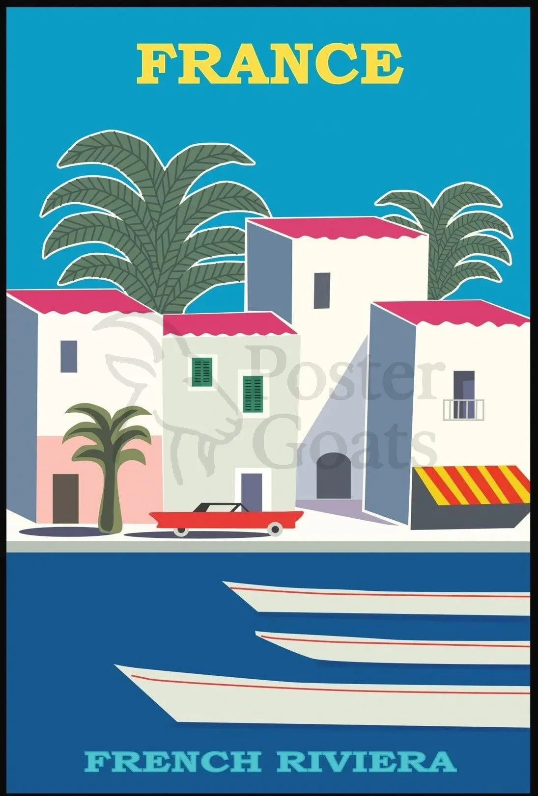 French Riviera Retro Design Travel Poster PosterGoat