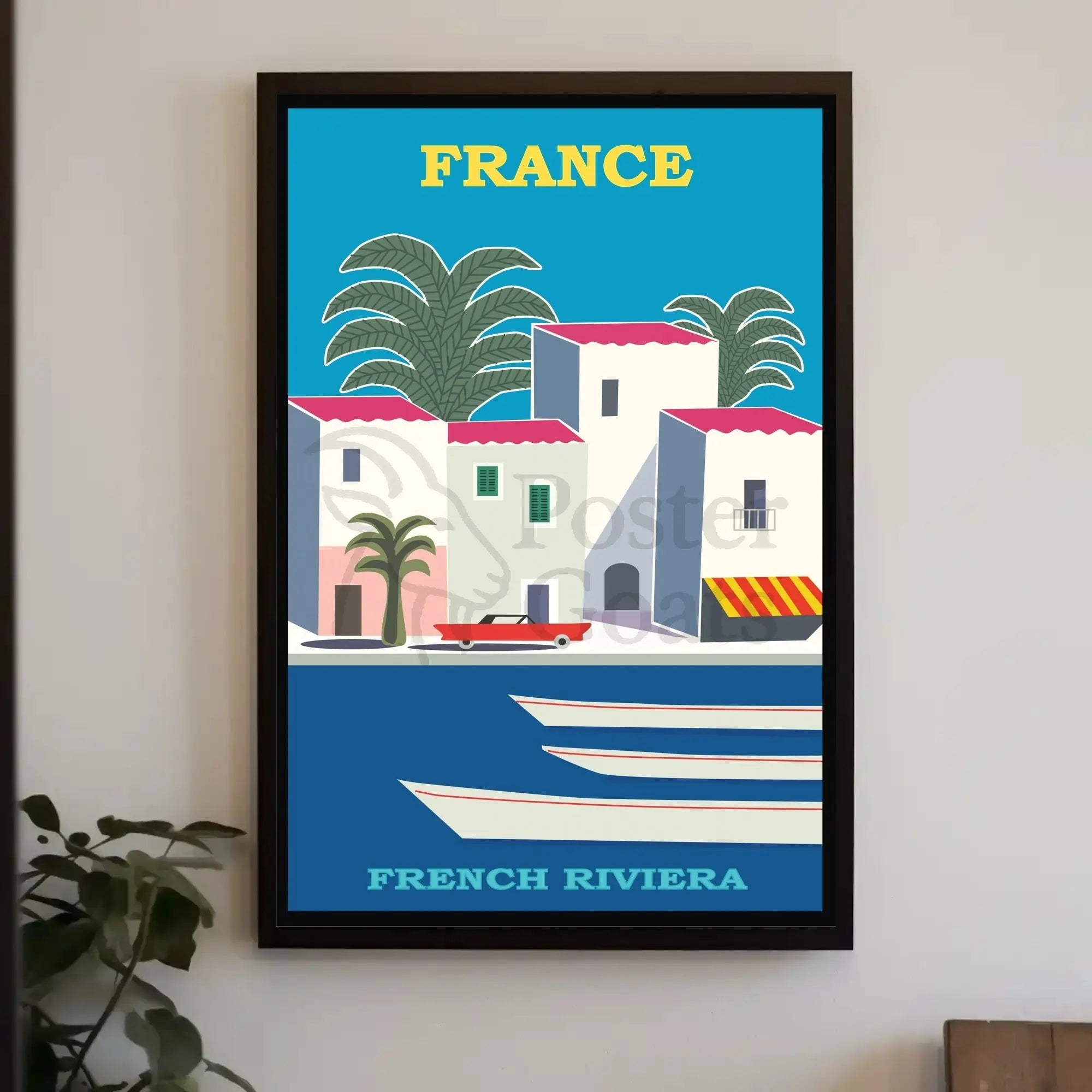 French Riviera Retro Design Travel Poster PosterGoat