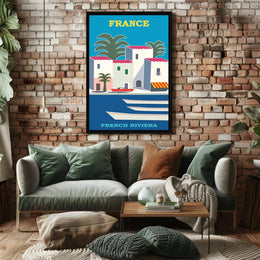 French Riviera Retro Design Travel Poster PosterGoat