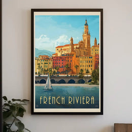 French Riviera Vintage Travel Art Deco Travel Poster PosterGoat