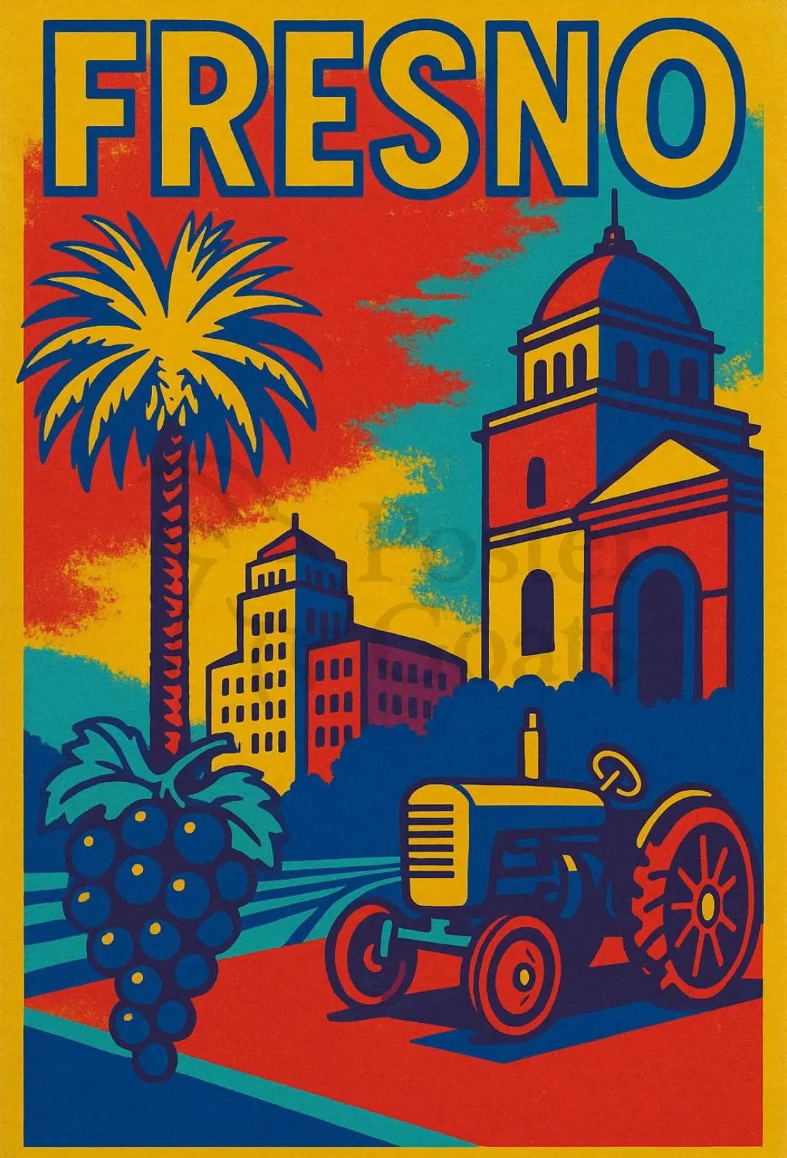 Fresno City Vintage Travel-Inspired Tourism Poster PosterGoat