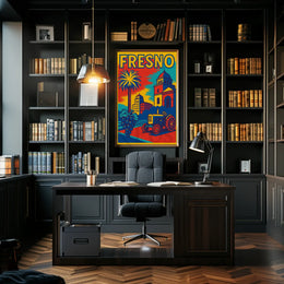 Fresno City Vintage Travel-Inspired Tourism Poster PosterGoat