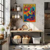 Fresno City Vintage Travel-Inspired Tourism Poster PosterGoat