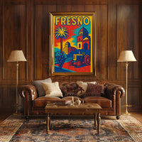 Fresno City Vintage Travel-Inspired Tourism Poster PosterGoat