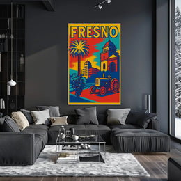 Fresno City Vintage Travel-Inspired Tourism Poster PosterGoat