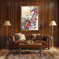 Fruitful Harmony: Traditional East Asian Garden Art Poster PosterGoat