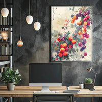 Fruitful Harmony: Traditional East Asian Garden Art Poster PosterGoat