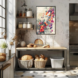 Fruitful Harmony: Traditional East Asian Garden Art Poster PosterGoat
