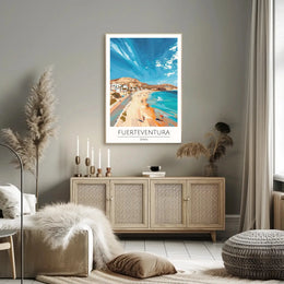 Fuerteventura Beach Bliss: Vibrant Travel Poster PosterGoat