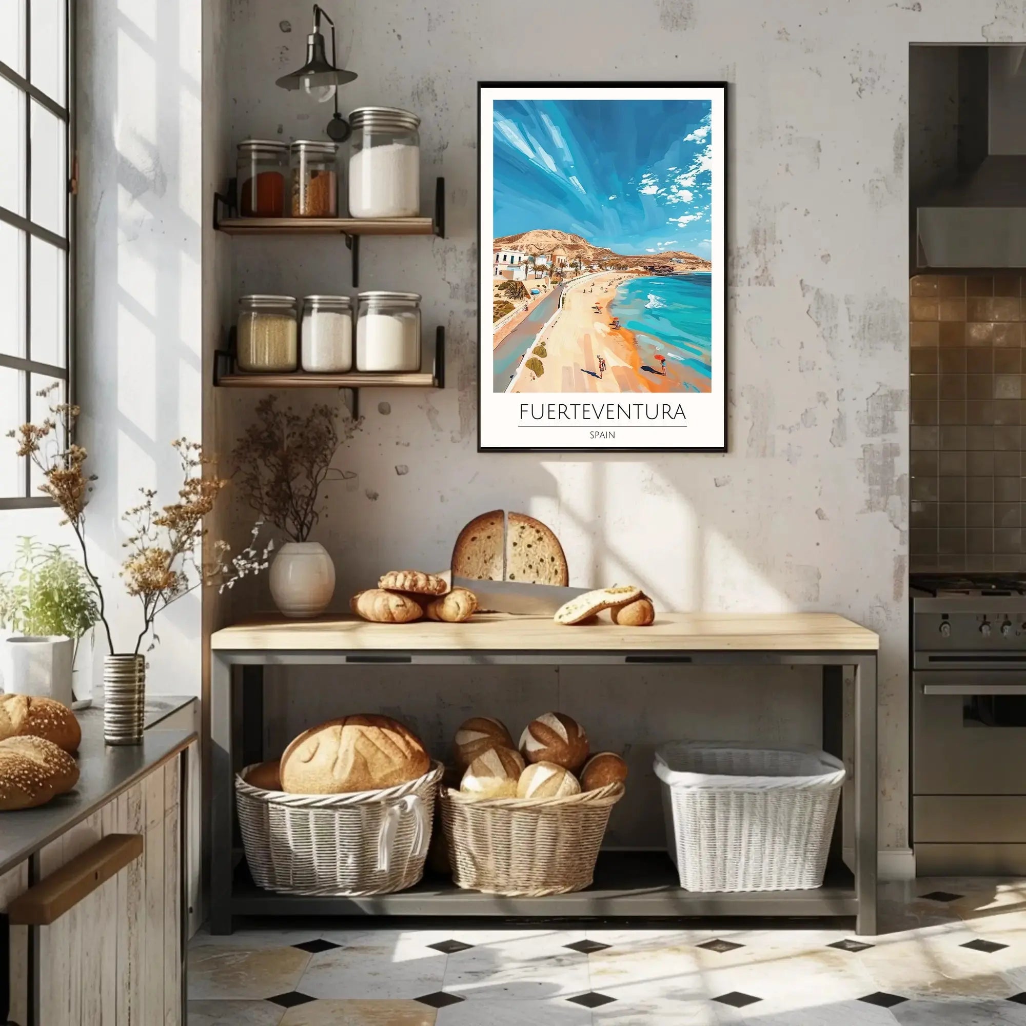 Fuerteventura Beach Bliss: Vibrant Travel Poster PosterGoat