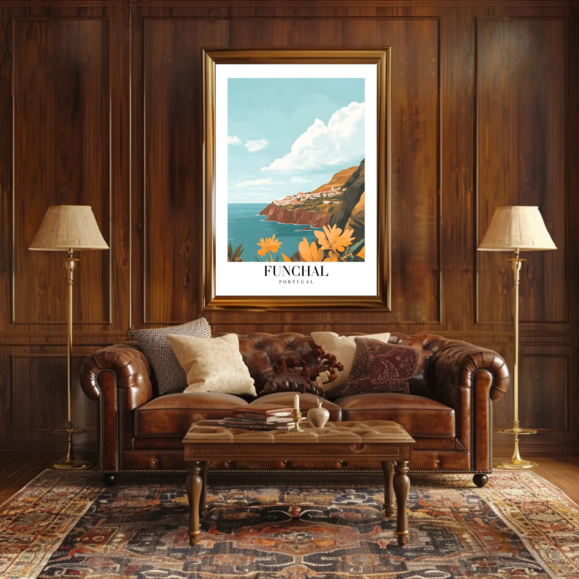 Funchal Coastal View in Portugal Travel Poster PosterGoat