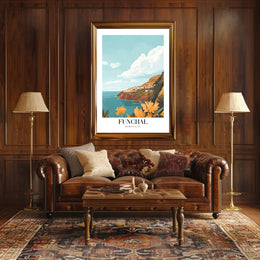 Funchal Coastal View in Portugal Travel Poster PosterGoat