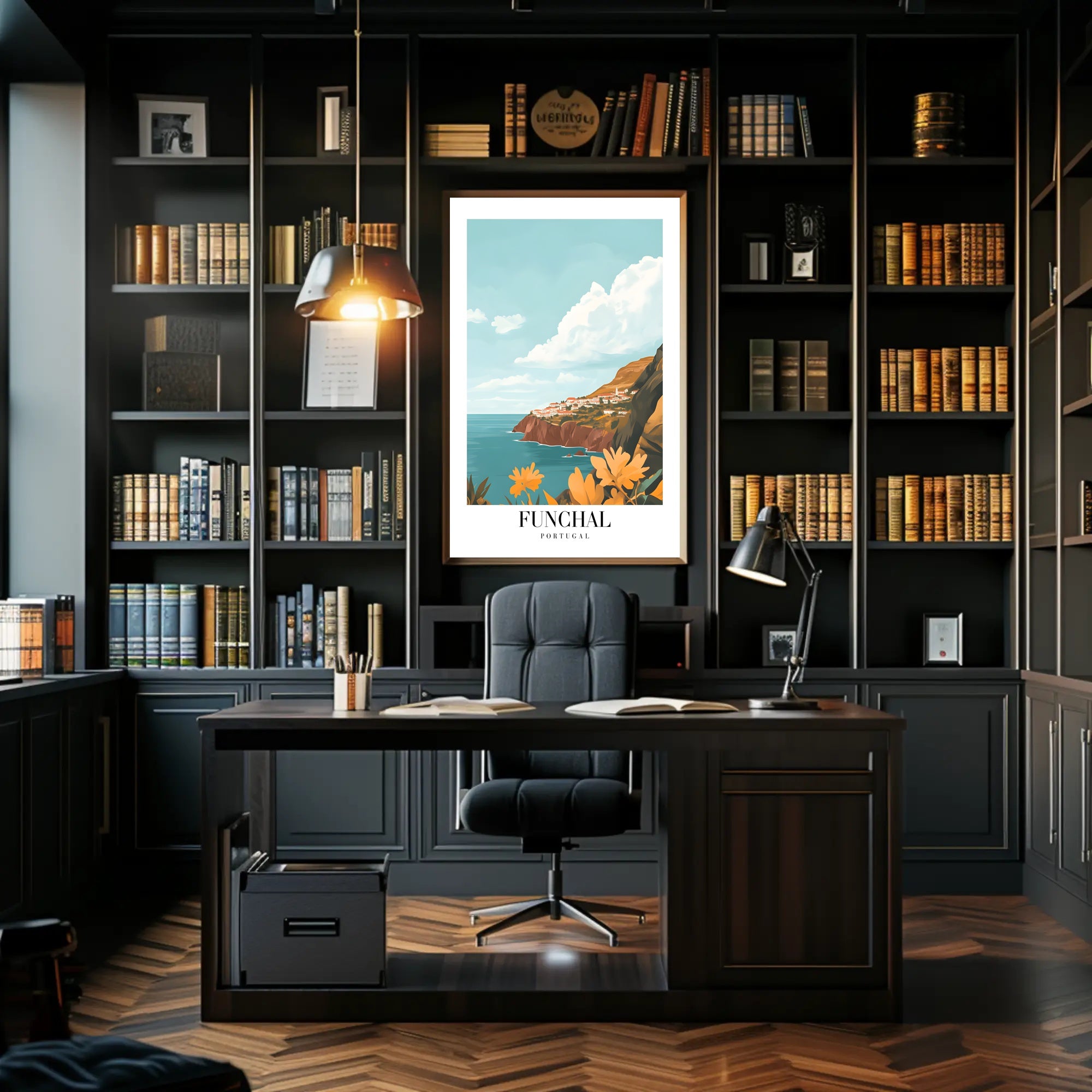Funchal Coastal View in Portugal Travel Poster PosterGoat