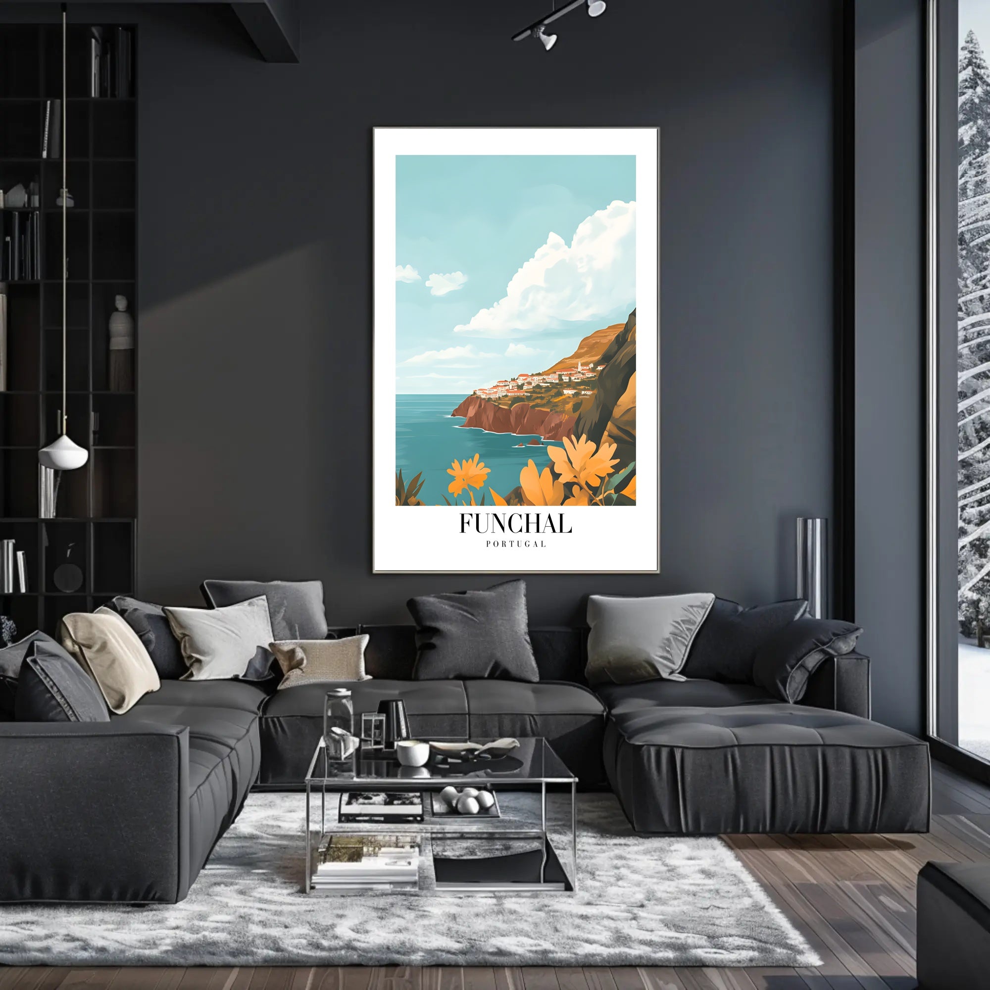 Funchal Coastal View in Portugal Travel Poster PosterGoat