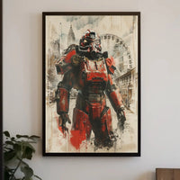 Futuristic Armored Hero in Dystopian Sci-Fi Poster PosterGoat