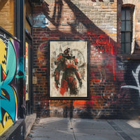 Futuristic Armored Hero in Dystopian Sci-Fi Poster PosterGoat