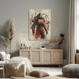 Futuristic Armored Hero in Dystopian Sci-Fi Poster PosterGoat