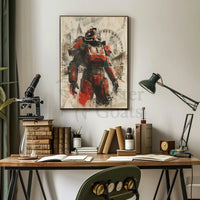 Futuristic Armored Hero in Dystopian Sci-Fi Poster PosterGoat