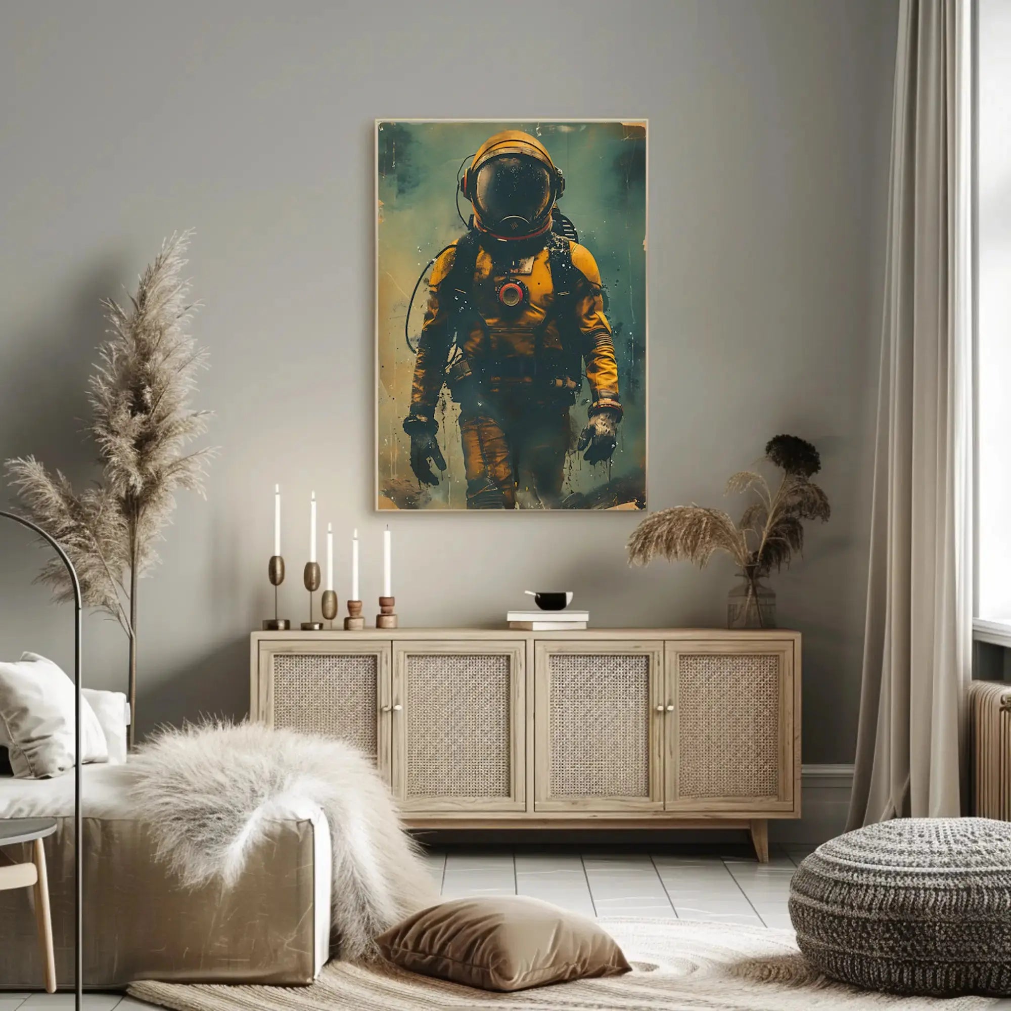 Futuristic Astronaut Adventure Stylized Sci-Fi Poster PosterGoat