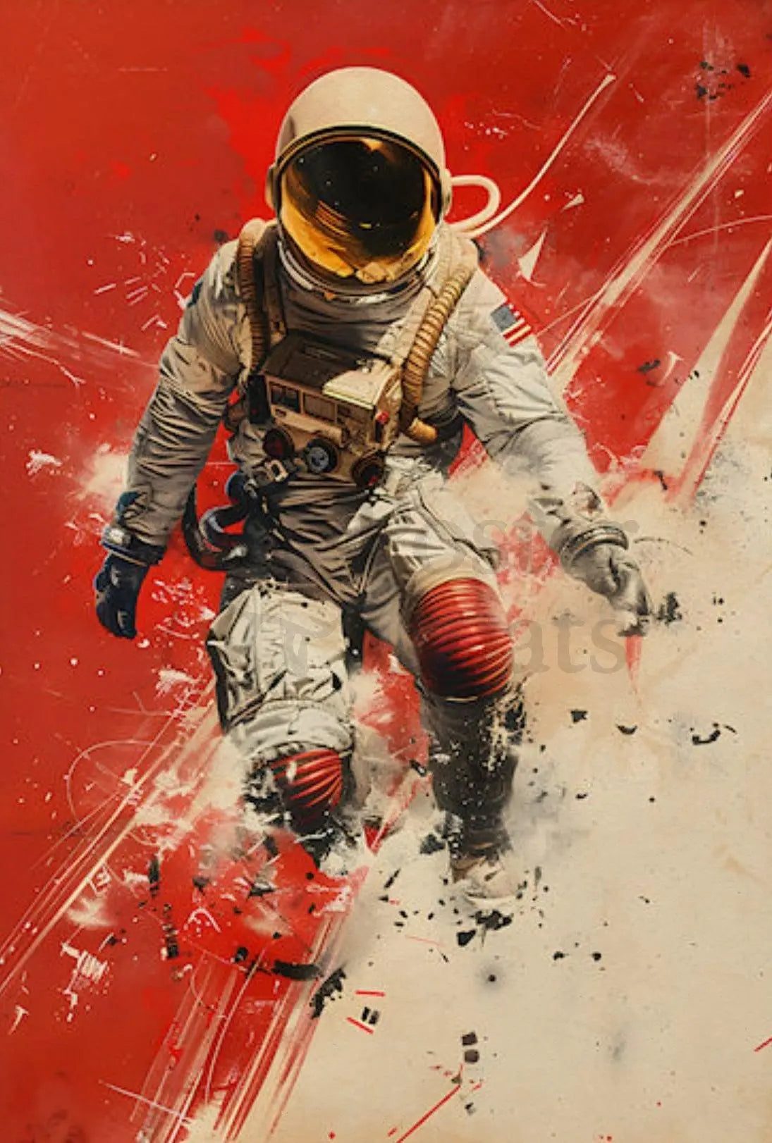 Futuristic Astronaut in Motion Sci-Fi Poster PosterGoat