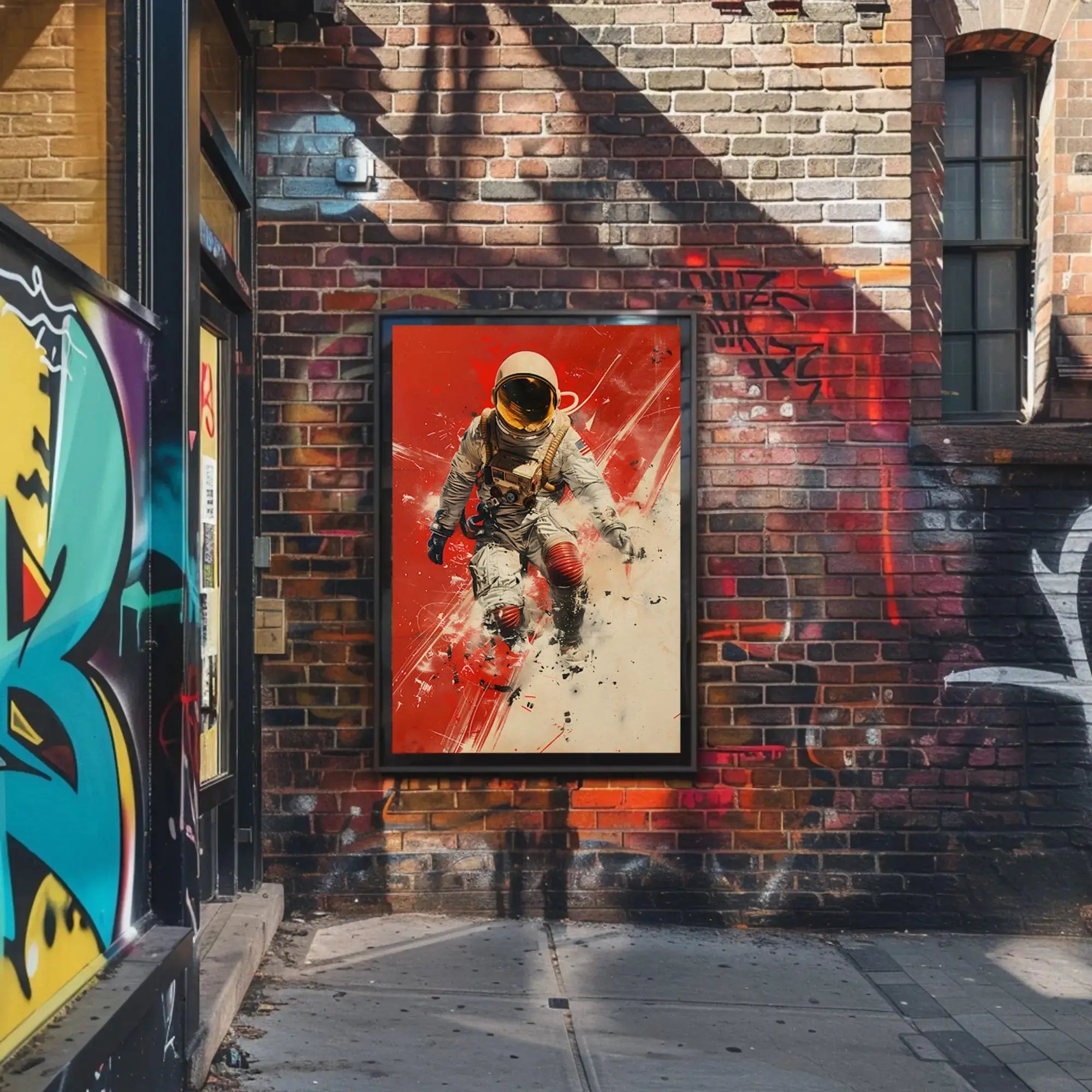 Futuristic Astronaut in Motion Sci-Fi Poster PosterGoat
