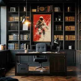 Futuristic Astronaut in Motion Sci-Fi Poster PosterGoat